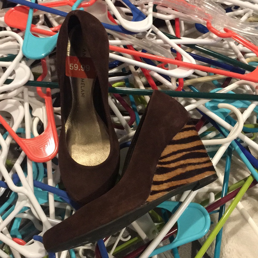 Closet clean out! Brown tiger striped wedges
